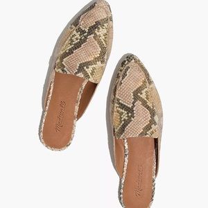 Madewell the Francis Mule in Snake Embossed Leather 8.5 women blush multi